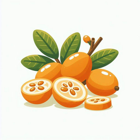 Kumquat fruit isolated on white background. Vector illustration.のイラスト素材