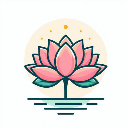 Lotus flower icon. Vector illustration of a lotus flower.のイラスト素材