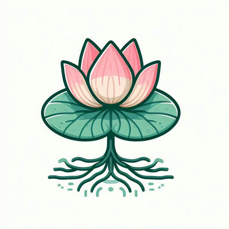 Lotus flower icon isolated on white background. Vector stock illustration.のイラスト素材