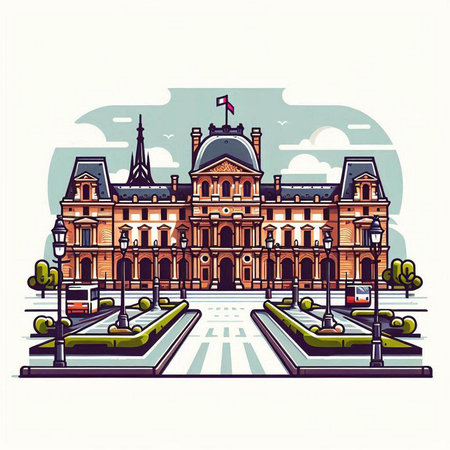 Bucharest city hall building, Romania, Europe. Vector illustration.のイラスト素材