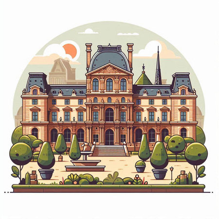 Town hall building. Vector illustration in flat style. Cartoon style.のイラスト素材