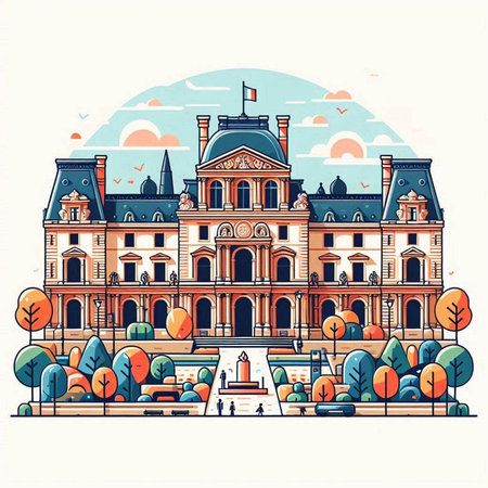 Bucharest, Romania. Building of the Romanian Parliament. Vector illustration.のイラスト素材