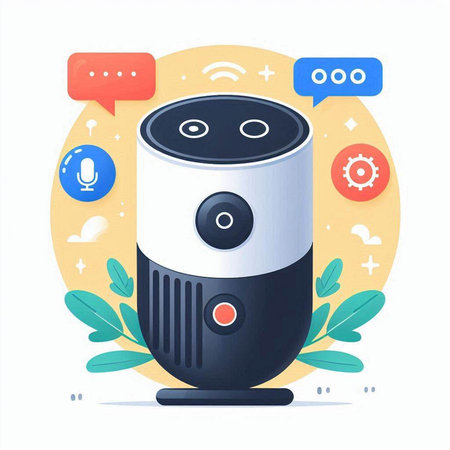 Speaker with speech bubbles. Vector illustration in flat cartoon style.のイラスト素材