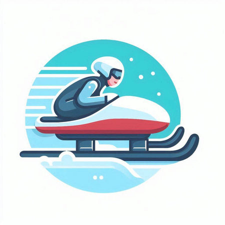 Snowboarder on a snowmobile. Winter sport. Vector illustration.のイラスト素材