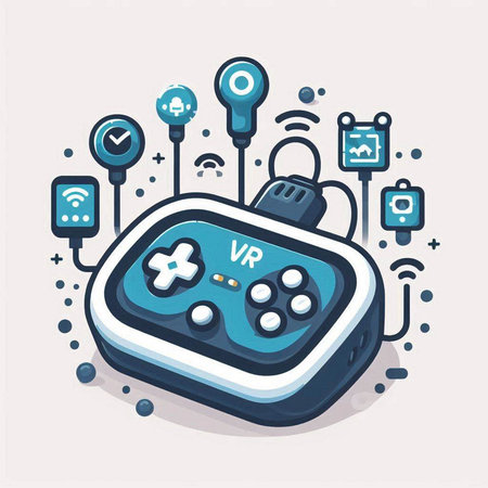 Video game console. Gamepad with buttons and icons. Vector illustrationのイラスト素材