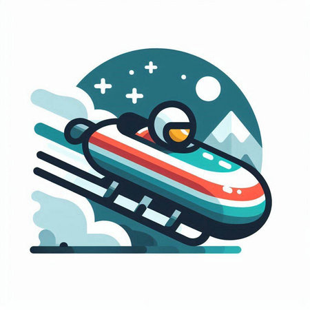 Snowmobile icon in flat style. Vector illustration of snowmobiling.のイラスト素材