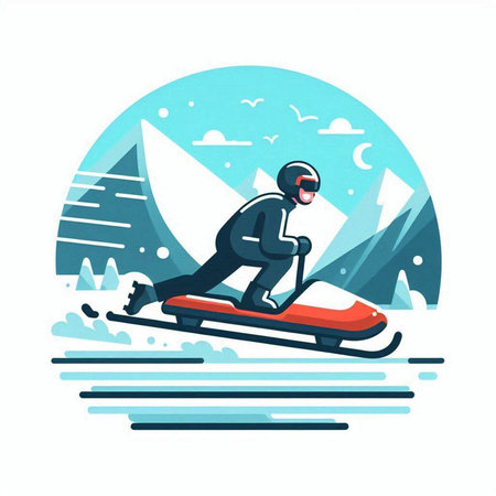 Snowboarder. Winter sport. Vector illustration in flat style.のイラスト素材