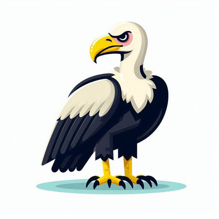 Vector illustration of a vulture on a white background. Cartoon style.のイラスト素材