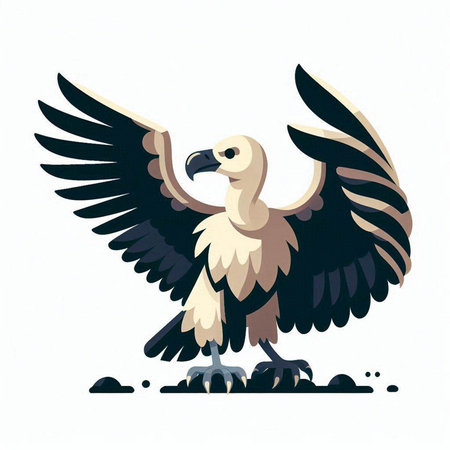 Griffon vulture vector illustration isolated on a white background.のイラスト素材