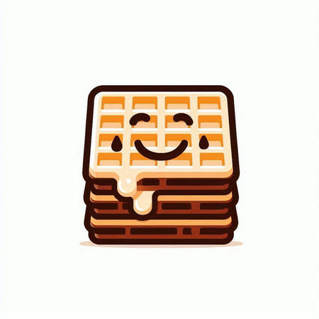 Cheerful cartoon waffles. Vector illustration isolated on white background.のイラスト素材