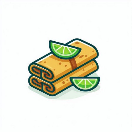 Pancakes with lime on white background. Vector illustration in flat style.のイラスト素材