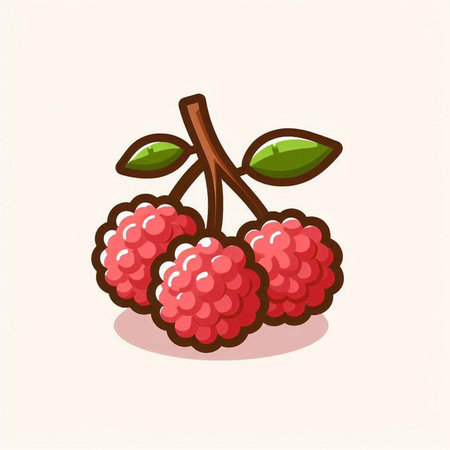 Raspberry fruit icon. Vector illustration. Isolated on white background.のイラスト素材