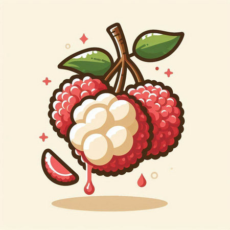 Illustration of a raspberry fruit with a drop of juice falling downのイラスト素材