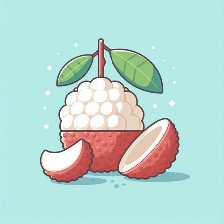 Lychee fruit vector illustration. Cartoon fresh lychee fruit iconのイラスト素材