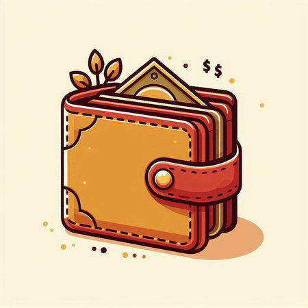Illustration of a wallet with money in it, vector illustration.のイラスト素材