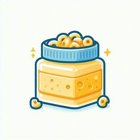 Cereal jar with cheese. Vector illustration in cartoon style.のイラスト素材