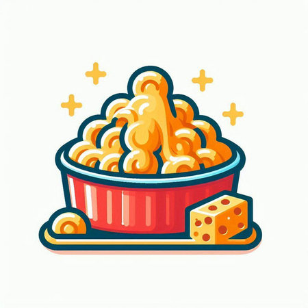 Creamy macaroni in a bowl. Vector illustration.のイラスト素材