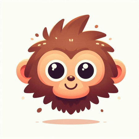 Cute cartoon monkey face. Vector illustration of a wild animal.のイラスト素材