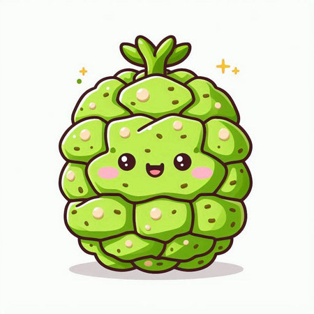 Cute green pineapples isolated on white background. Vector illustration.のイラスト素材