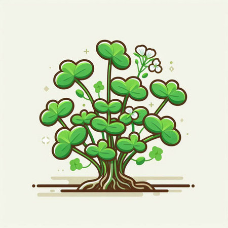 Clover tree with leaves and flowers. St. Patrick's Day vector illustration.のイラスト素材