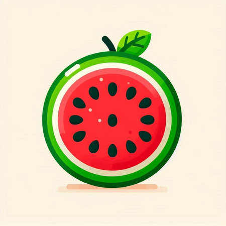 Watermelon fruit vector illustration in flat design. Juicy summer fruit.のイラスト素材