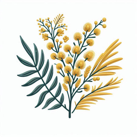 branch of mimosa with leafs isolated icon vector illustration designのイラスト素材