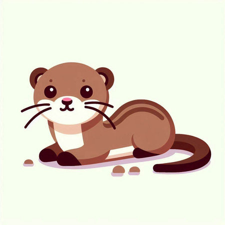 Cute otter cartoon on a white background. Vector illustration.のイラスト素材