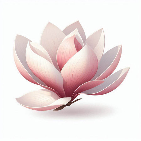 Beautiful pink magnolia flower on a white background. Vector illustration.のイラスト素材