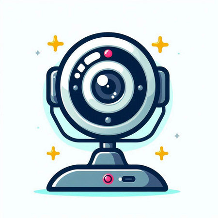 Webcam icon in cartoon style. Vector illustration on white background.のイラスト素材