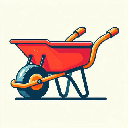 Wheelbarrow icon. Vector illustration of a wheelbarrow.のイラスト素材