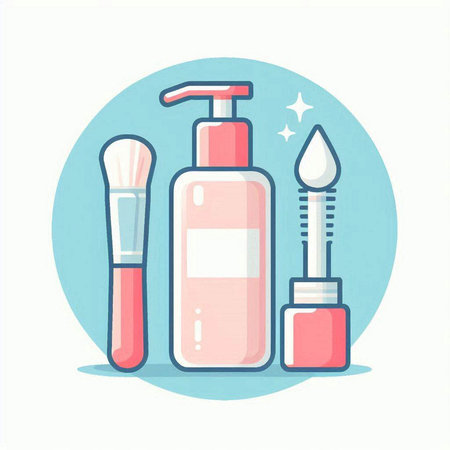 Cosmetics and make-up products. Vector illustration in flat styleのイラスト素材