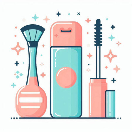 Cosmetic set. Makeup products. Vector illustration in flat styleのイラスト素材