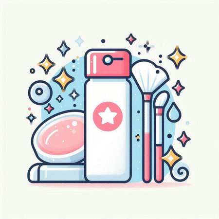 Cosmetic products in flat design style. Vector illustration for your design.のイラスト素材