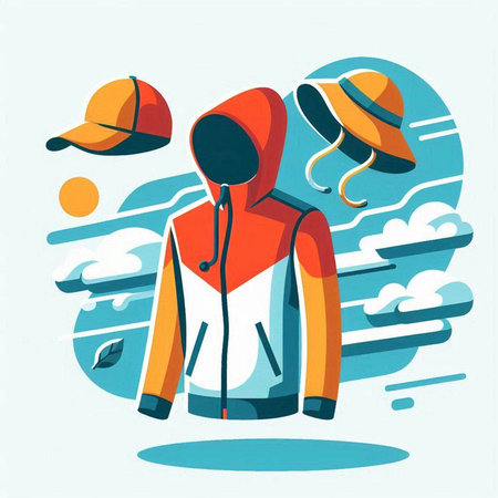 Man in a raincoat and hat. Vector illustration in flat styleのイラスト素材