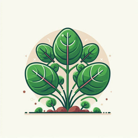 Vector illustration of a green plant on a white background. Flat style.のイラスト素材