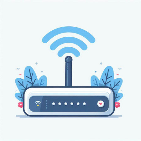 Wifi router icon. Wireless internet technology. Vector illustration in flat styleのイラスト素材