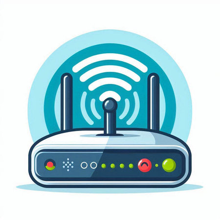 Wireless router icon. Vector illustration in a flat style on white background.のイラスト素材