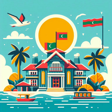 Travel to Maldives. Vector illustration in flat design style. Travel to Maldives.のイラスト素材