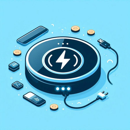 Highly quality 3d isometric power supply icon on blue backgroundのイラスト素材