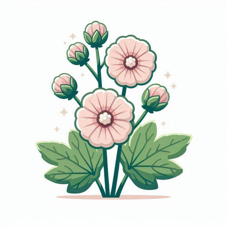 Illustration of a bouquet of pink flowers on a white backgroundのイラスト素材