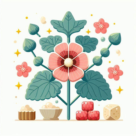 Flower and dices in a cartoon style. Vector illustration.のイラスト素材