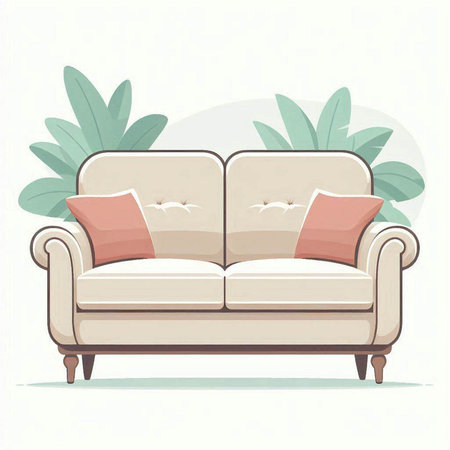 Sofa in flat style. Vector illustration for your design.のイラスト素材