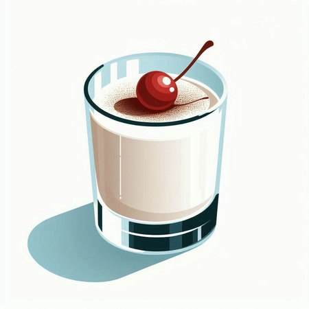 Coffee cocktail with cherry in a glass. Vector illustration.のイラスト素材