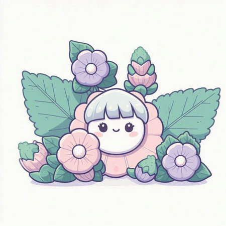 Cute flower in cartoon style. Cute flower vector illustration.のイラスト素材