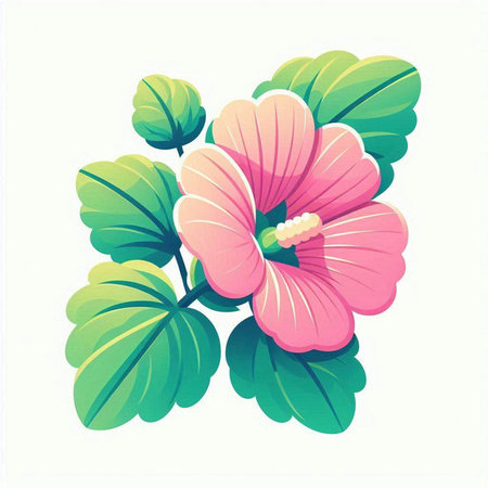 Illustration of a pink hibiscus flower on a white backgroundのイラスト素材