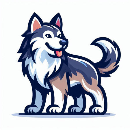 Siberian Husky mascot isolated on white background. Vector illustration.のイラスト素材