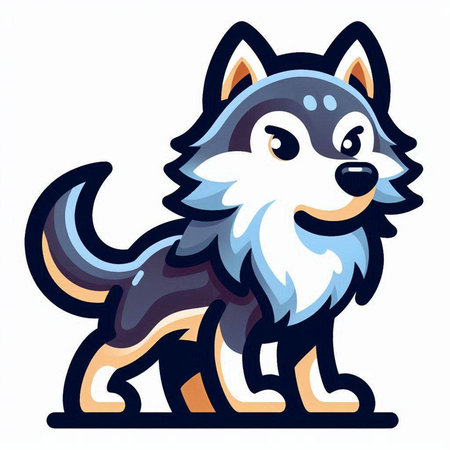 Illustration of a husky dog isolated on a white background.のイラスト素材