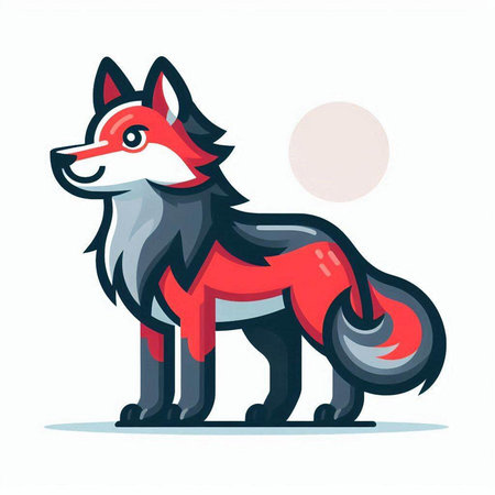Cute cartoon wolf. Vector illustration of a wild animal character.のイラスト素材