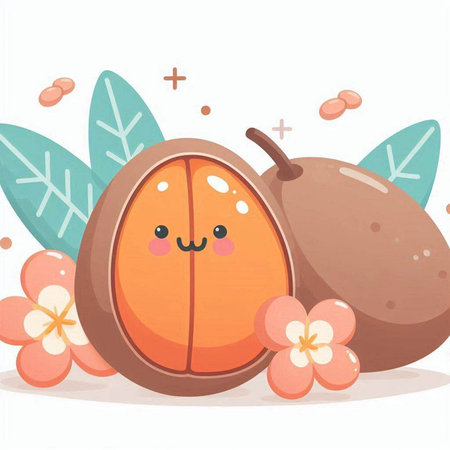 Cute kawaii kiwi fruit. Vector illustration.のイラスト素材