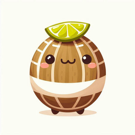 Cute kawaii lime fruit character isolated on white background.のイラスト素材